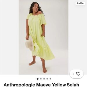 Maeve Lemon Off-Shoulder Maxi Dress